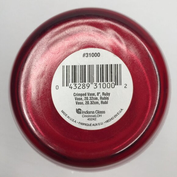 Indiana Glass Co Ruby Red #31000 Crimped 8" Vase Scalloped Edge Wide Mouth - Picture 8 of 13